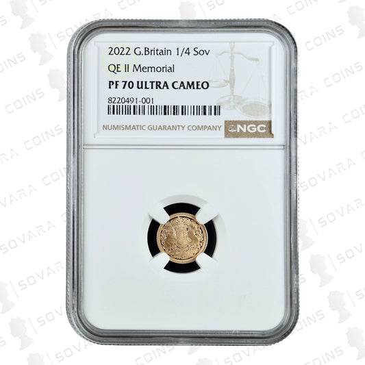 2022 Gold Proof Quarter Sovereign PF70 Ultra Cameo – NGC graded memorial coin