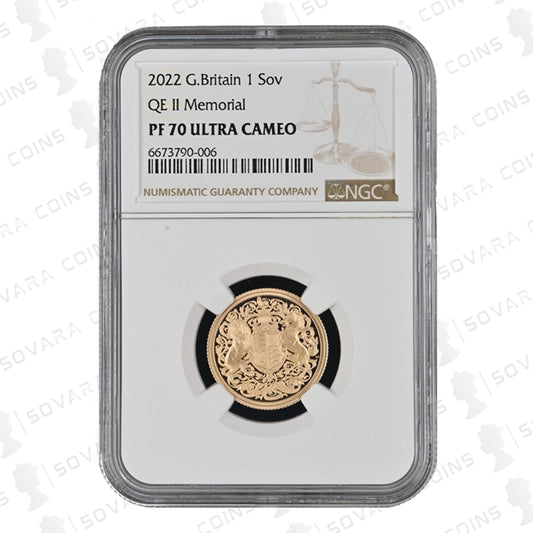 2022 Gold Proof Sovereign PF70 Ultra Cameo – Memorial Sovereign with Charles III obverse
