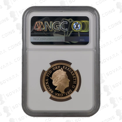Gold coin in NGC holder with visible branding on a white background