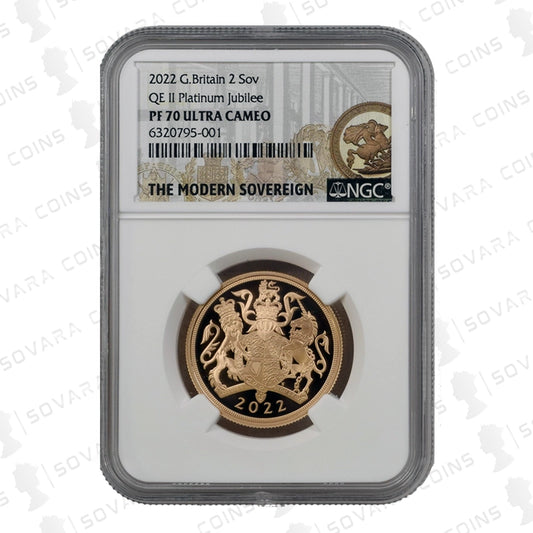 2022 Platinum Jubilee Gold Proof Double Sovereign £2 Coin NGC PF70 Ultra Cameo