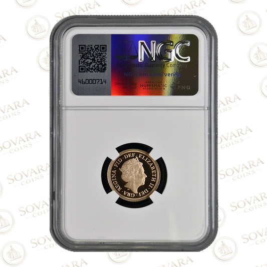 Obverse of 2022 QE II Platinum Jubilee Gold Proof Half Sovereign – NGC PF70 Ultra Cameo