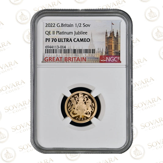 2022 QE II Platinum Jubilee Gold Proof Half Sovereign – NGC PF70 Ultra Cameo