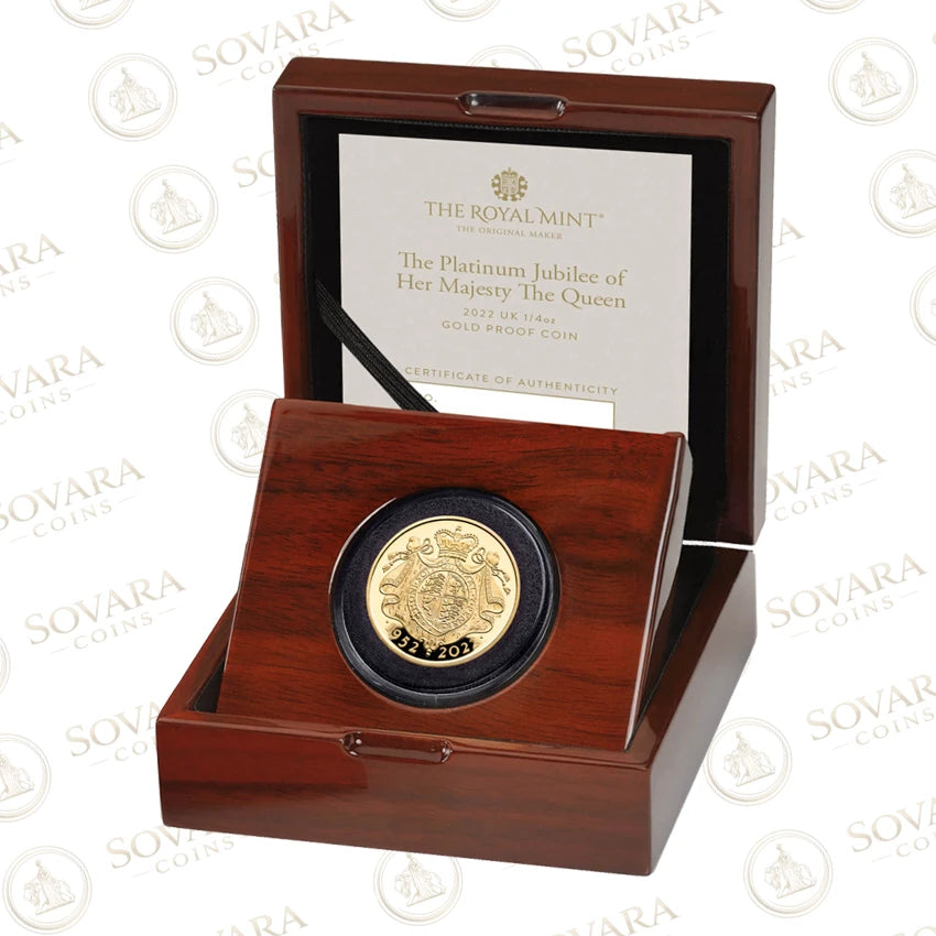 2022 Platinum Jubilee quarter-ounce gold proof coin Royal Mint presentation box