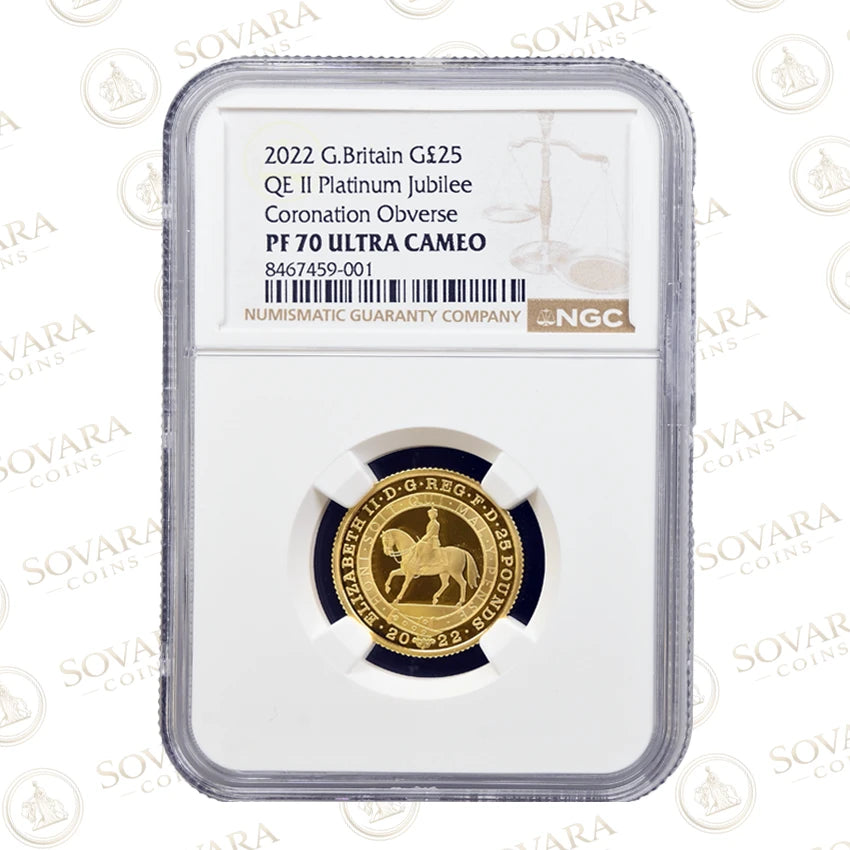 2022 Platinum Jubilee Quarter-Ounce gold proof coin NGC PF70 Ultra Cameo graded slab