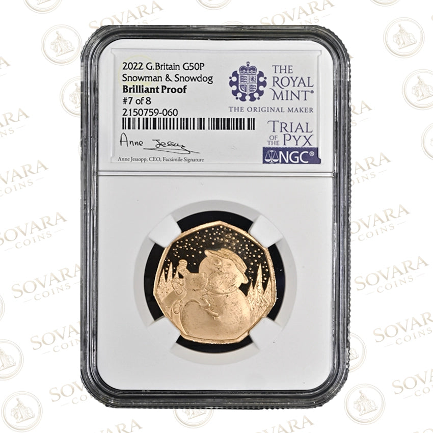 2022 Snowman and Snowdog Gold Proof 50p Trial of the Pyx NGC Brilliant Proof Slab Elizabeth II