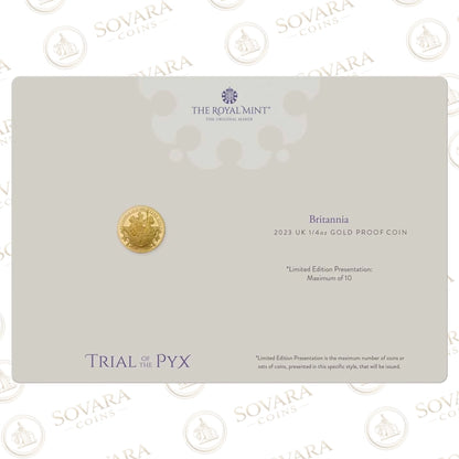 Royal Mint Trial of the Pyx 2023 Gold Britannia in luxury presentation box with COA.