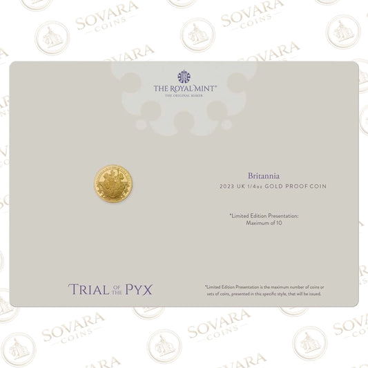 Royal Mint Trial of the Pyx 2023 Gold Britannia in luxury presentation box with COA.