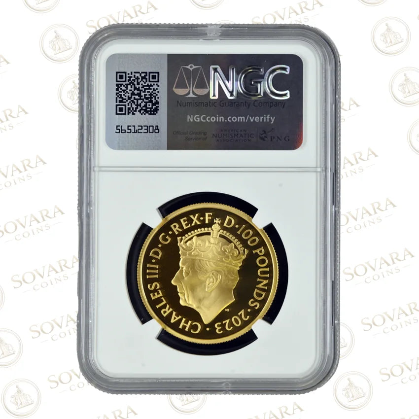 2023 Coronation 1oz Gold Proof obverse — Martin Jennings crowned portrait of King Charles III — first crowned coin portrait — NGC PF70