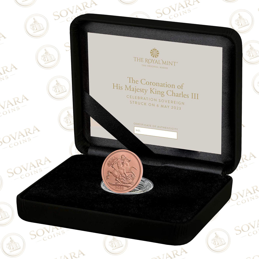 2023 Coronation Celebration Sovereign Royal Mint presentation box and certificate