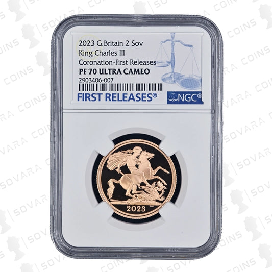 2023 Coronation Double Sovereign reverse – St George and the Dragon design PF70 UC