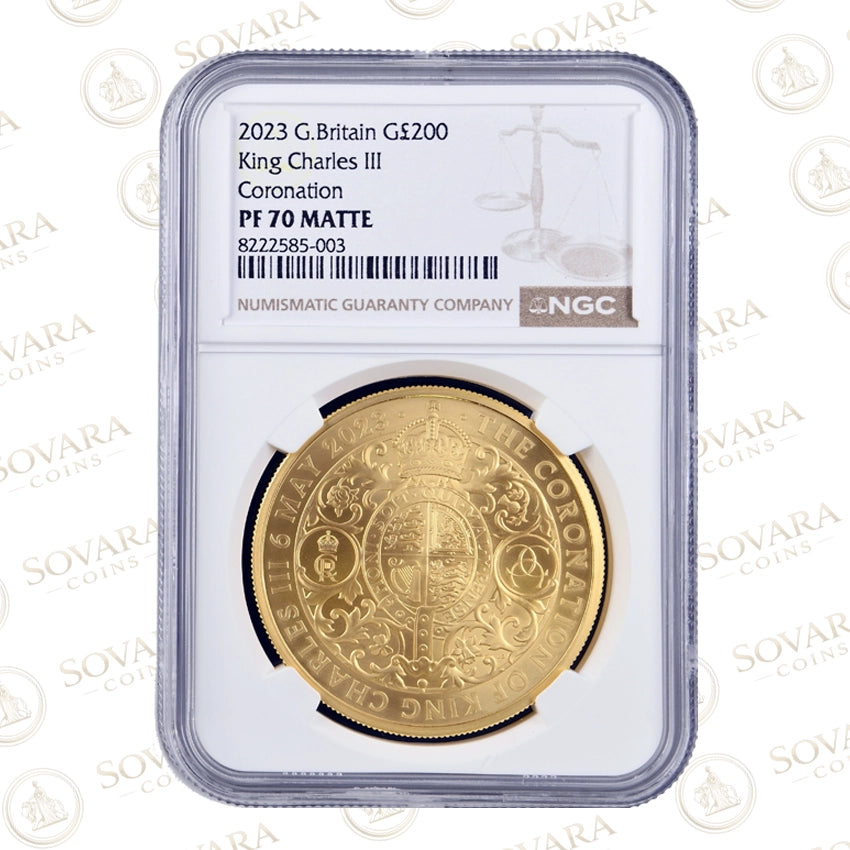 2023 King Charles III Coronation 2oz Gold Matte Proof Coin PF70 Matte NGC graded