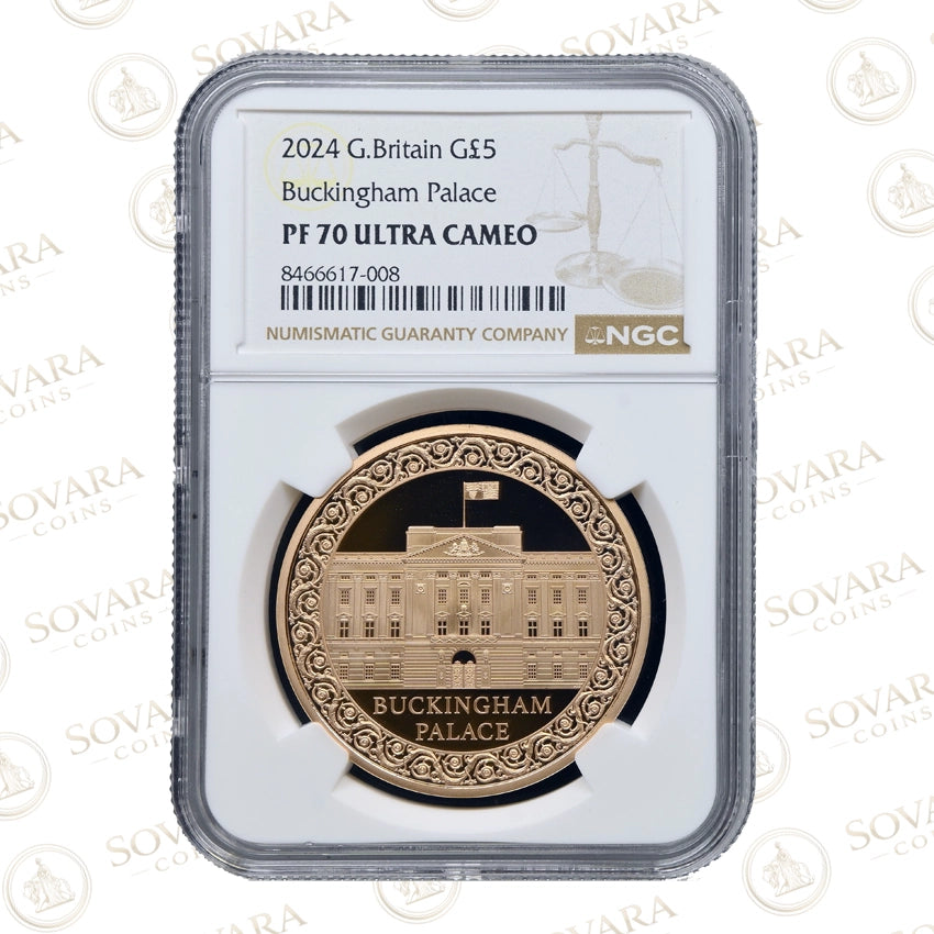 2024 Buckingham Palace £5 gold proof coin PF70 Ultra Cameo NGC slab