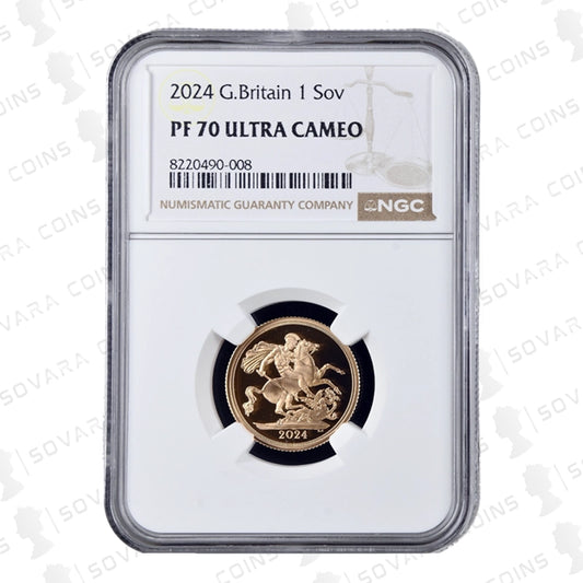 2024 Gold Proof Full Sovereign graded NGC PF70 Ultra Cameo with King Charles III portrait
