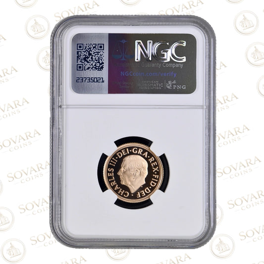 St George and the Dragon reverse of the 2025 Gold Proof Sovereign PF70 Ultra Cameo