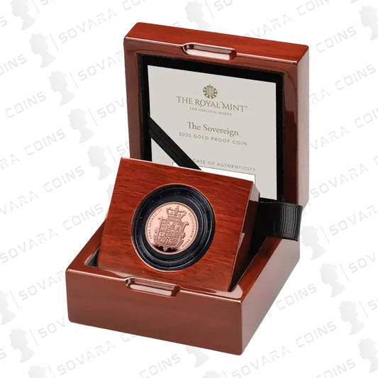 2025 Royal Arms Gold Proof Full Sovereign in Royal Mint Box
