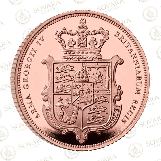 2025 proof double sovereign Merlen royal arms design