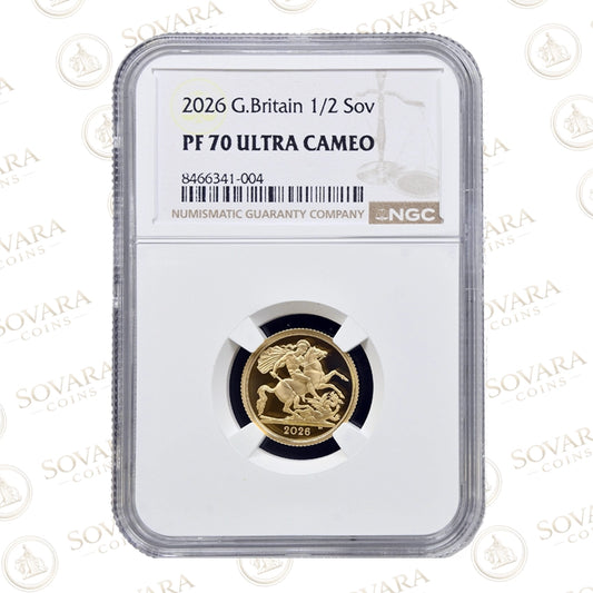 2026 Gold Proof Half Sovereign PF70 Ultra Cameo NGC graded British gold coin